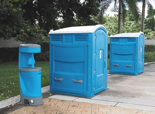 handicap/ada porta potties are maintained by routinely cleaning and restocking supplies such as toilet paper and hand sanitizer